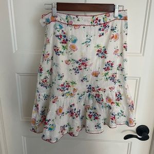 Anthropologie Odille Eyelet Floral Skirt with Ruffle Hem